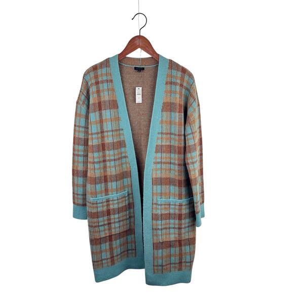 NWT Talbots Bird's Eye Plaid Open Front Cardigan - Picture 1 of 4